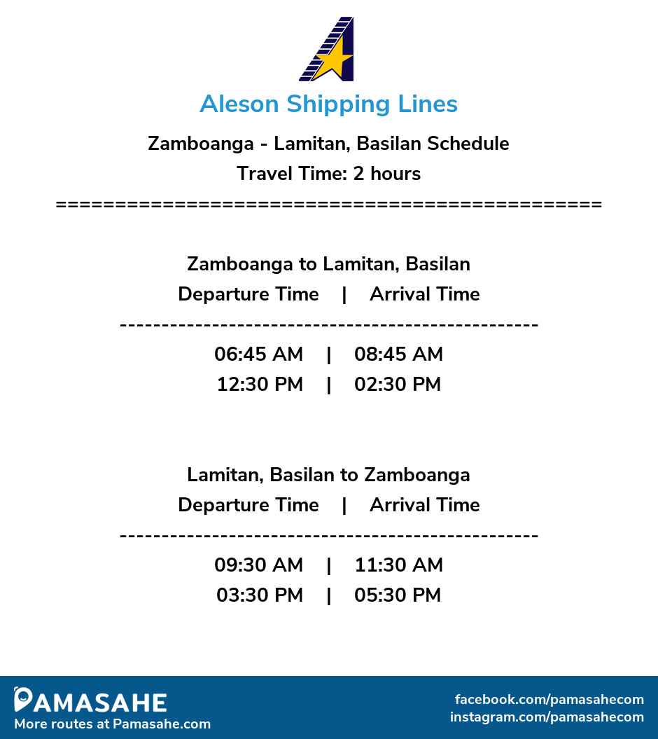 Zamboanga to Lamitan, Basilan and vice versa: Aleson Shipping Reference