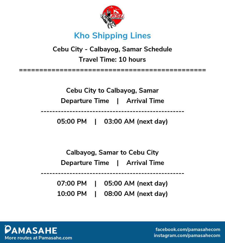 Cebu City to Calbayog, Samar and vice versa: Kho Shipping Reference